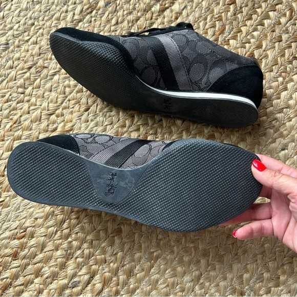 COACH Jacquard Black Suede Kelson Lace Up Sneakers Outline Signature / Size 8.5 - Picture 12 of 12
